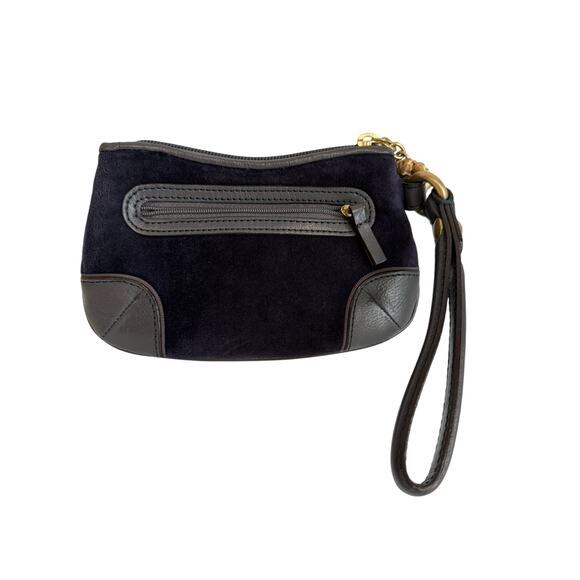 Y2K Juicy Couture Blue Terry Wristlet Embroidered Rose Zipper Inner Pockets - Picture 4 of 6